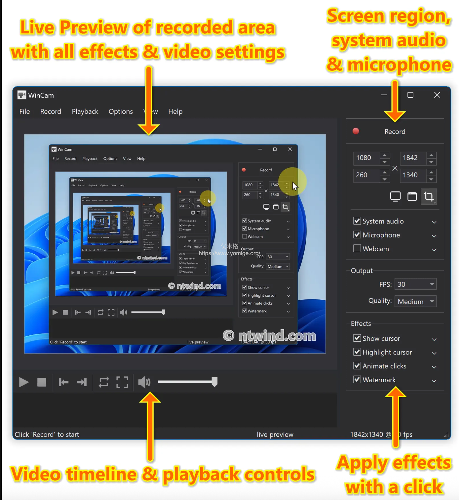 WinCam最新版 小巧而强大的Windows录屏软件，解锁版，支持4K