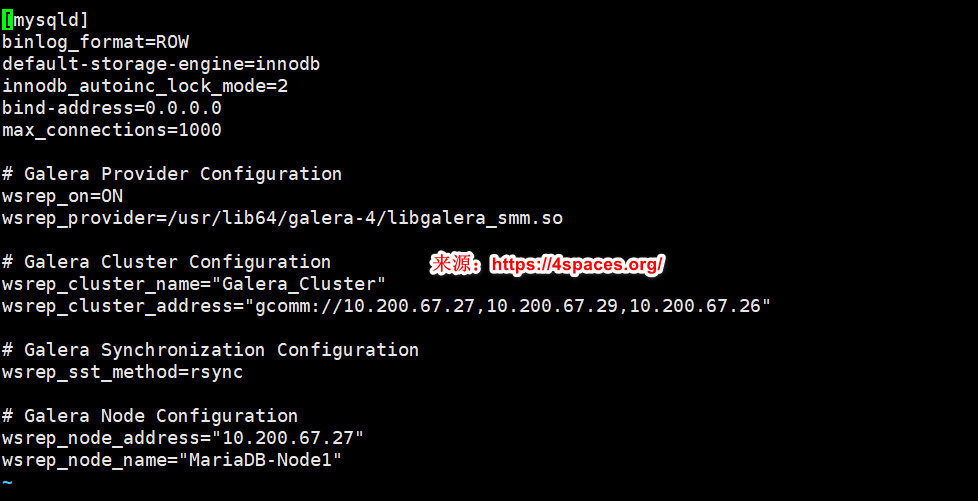 MariaDB-Node1(10.200.67.27)节点配置