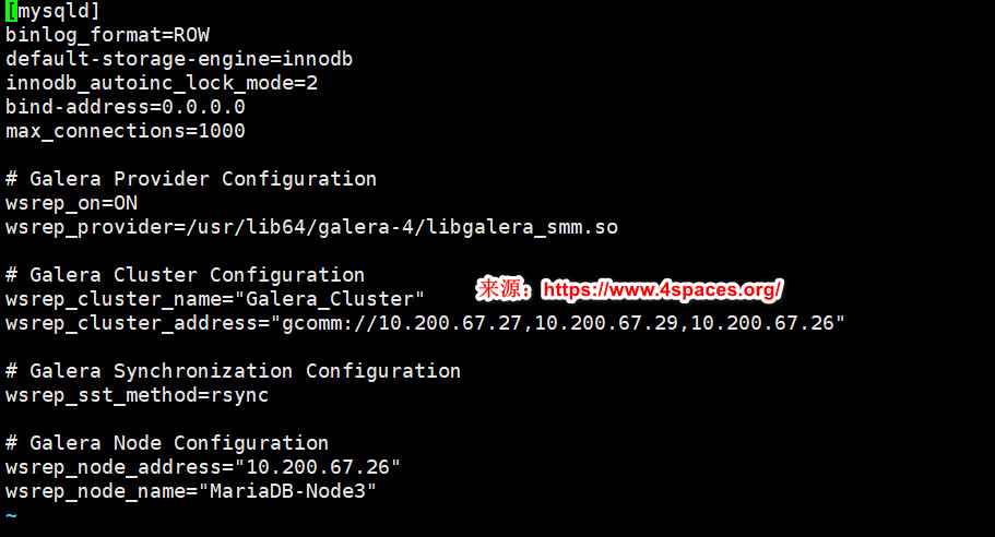 MariaDB-Node3(10.200.67.26)节点配置